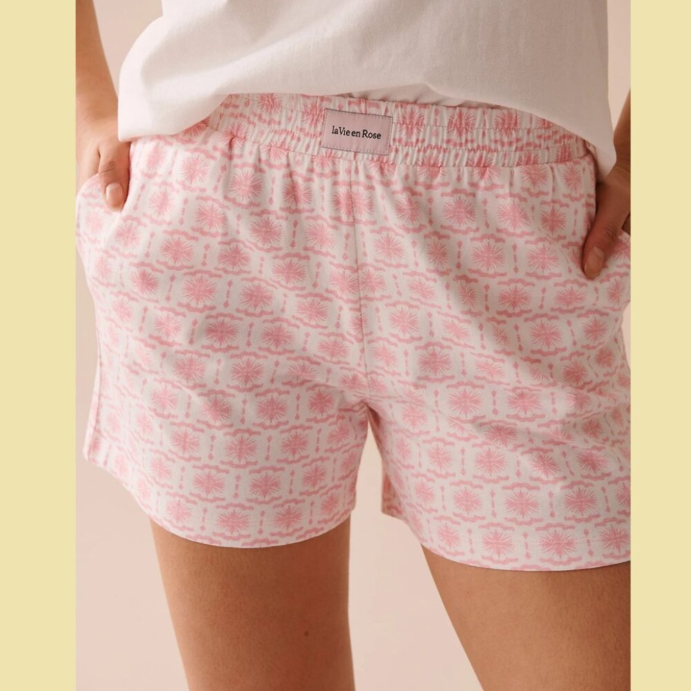 Size L - NWT - Pink Geometric Print Cotton Pajama Shorts - La Vie en Rose